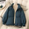 Women's Short Cotton Jacket Thick and Warm Loose Coat Casual Bread Jackets Long Sleeved Stand Up Collar Zipper Solid Color Short Coats Winter