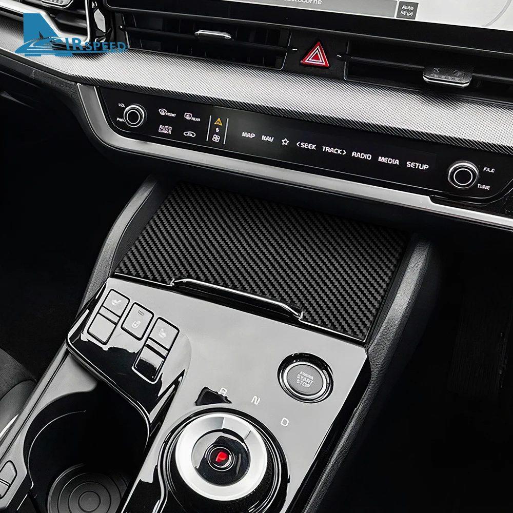 Real Soft Carbon Fiber Sticker For Kia Sportage 2022 2023 2024 2025 LHD RHD Car Central Control Storage Box Interior Accessories