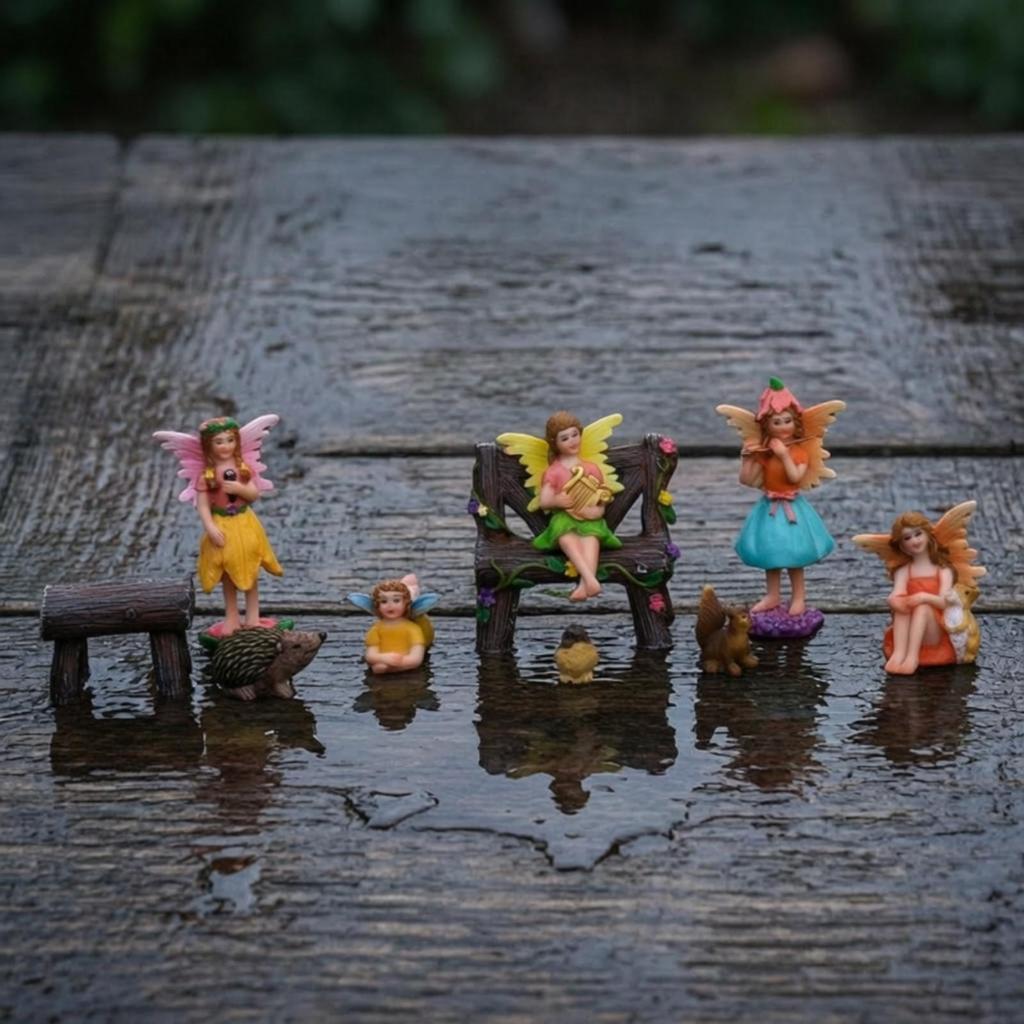 Fairy Garden Figurines Set HandPainted Miniature Bright Colors Desktop