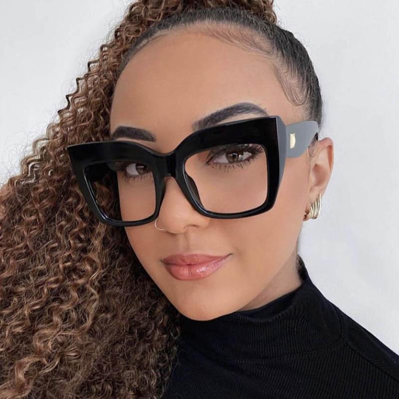 Oversize Square Cat Eyes Frame Clear Lens Glasses Myopia Nerd Spectacles -0.5 to -6.0 Big Simple Design