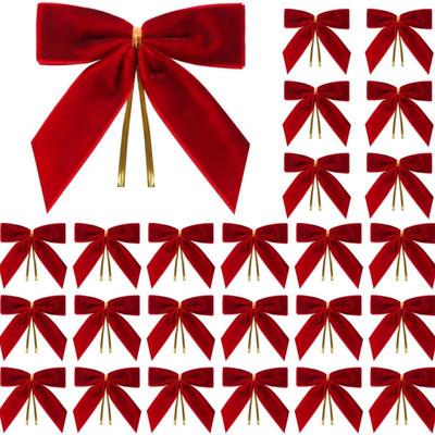 24 Small Velvet Christmas Bows: Ideal for Gift Wrapping, Home Decoration, and Clothing Accessories