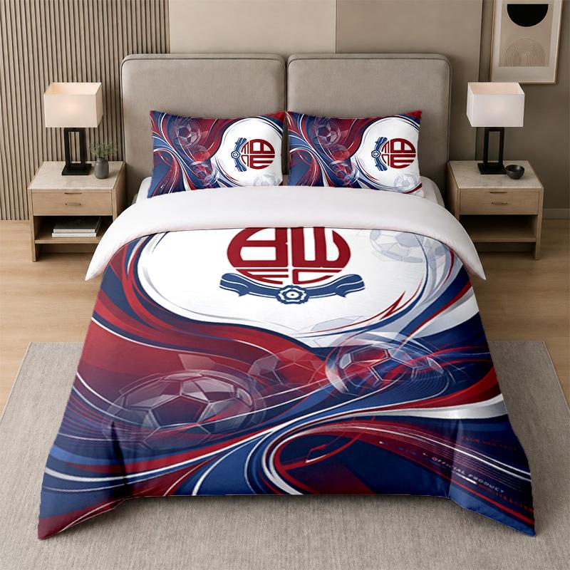 3Pcs Bedding SetBolton Wanderers FC Soft Bed Sheet and Two Pillowcases Home Bedroom Decor