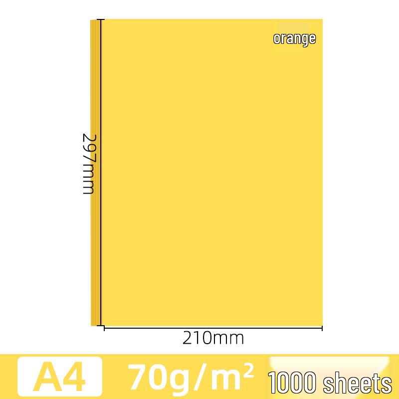 Tangerine A4 Color Paper: 70g Cardstock for Office & Handmade Origami, Gold.