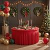 Red Christmas Round Tablecloth Wedding Banquet Birthday Party Tablecloth Holiday Atmosphere Decoration Desktop Props Table Set