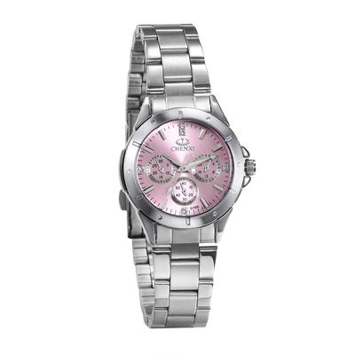 JewelryWe Watch Waterproof Popular Cute Stainless Steel Belt Analog Bracelet Watch Business Casual Birthday Anniversary Christmas Day Present Pink