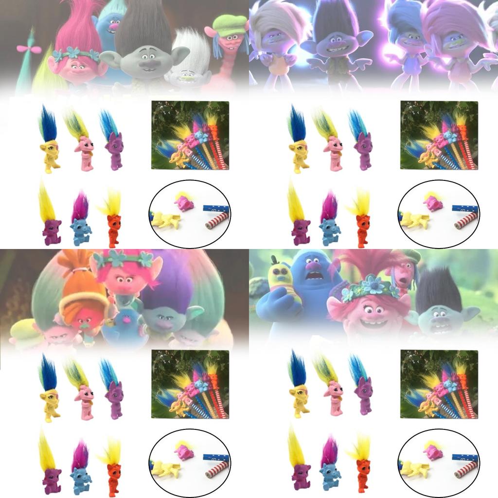 Boneca Troll de Plástico Adorável de Desenho Animado Com Cabelos Coloridos Brinquedo Colecionável Vintage