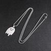 Sad Ghost Pendant Necklace for Women Men Stainless Steel Jewelry Halloween Child's Gift