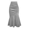 Women Fishtail Skirt High Waist Slim Fit Hip Wrapped Midi Skirt with Large Hem Solid Color Office Lady Skirt