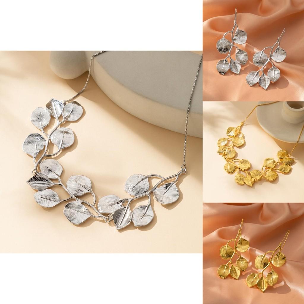 Elegant Leaf Design Alloy Earrings For Fashion Forward Women In Gold And Silver Colors