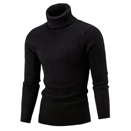 Sweater Solid Color Comfortable Acrylic Elastic Men Knitted Sweater for Daily Life
