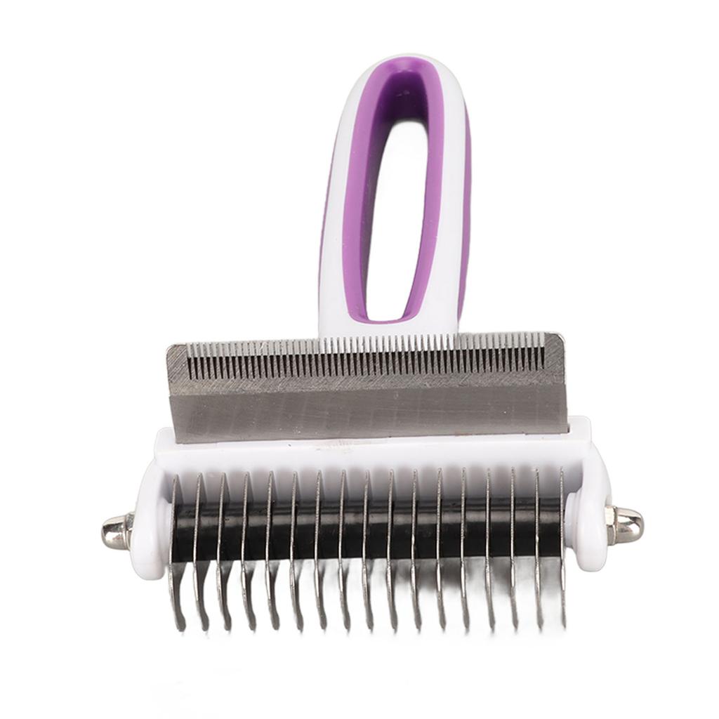 Pet Deshedding Brush 2 in 1 Deshedding Tool and Dematting Undercoat Rake Comb Removing Knots Pet Brush for Cats Dogs