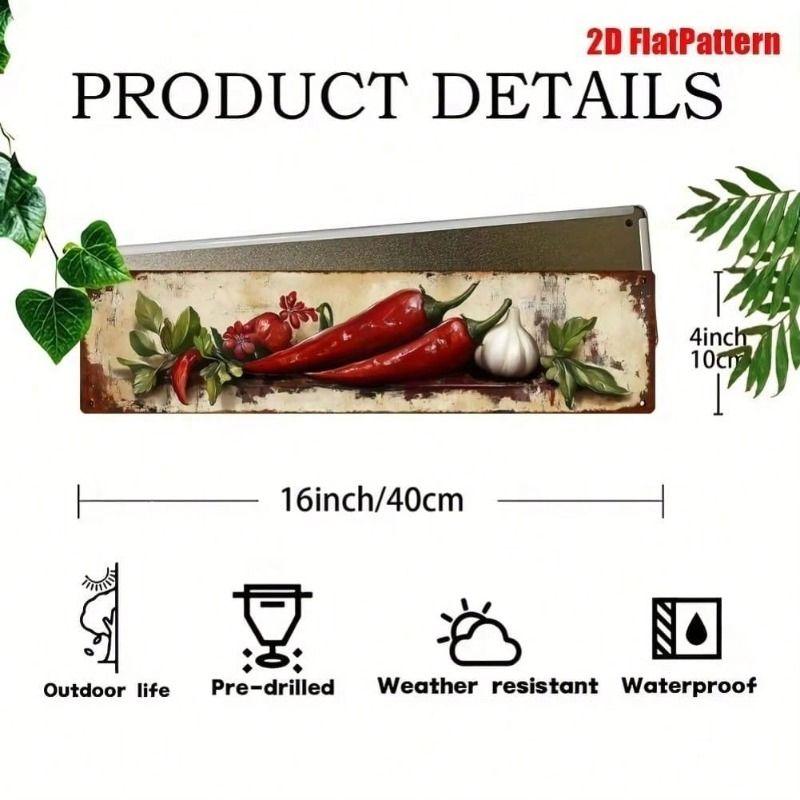 Metal Wall Art Vintage Chili Pepper Garlic Poster Kitchen Decor