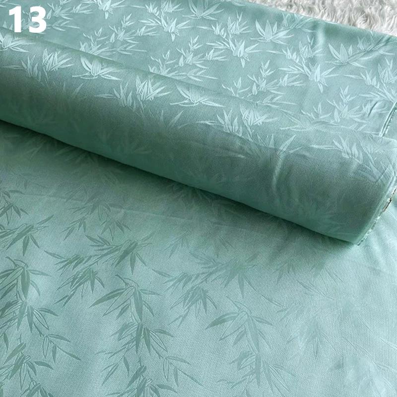 50x114cm Chinese Style Retro Luxury Mulberry Silk Fabric Bamboo Leaf Pattern FabricAncient Hanfu Costume Cheongsam Apparel