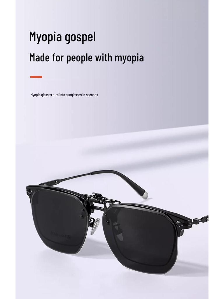 Occhiali da Sole Polarizzati Clip-On Ribaltabili da Uomo - Protezione UV per la Guida Giorno/Notte