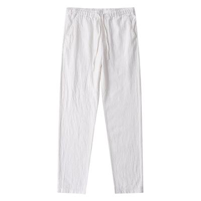 Men's Cotton Linen Pants Male Autumn Breathable Solid Color Linen Trousers Fitness Streetwear Back With Pocket