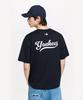 Emelbi Sportive Cursive Back Letter Short Sleeve T-Shirt Ny (Black)
