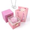 Personalized Couple's Names Heart Necklace Custom Jewelry Rotating Preserved Rose Box For Women Wife Valentine's Day Gift