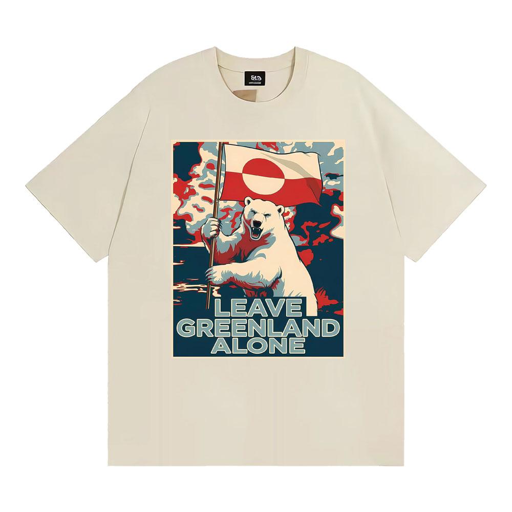 Leave Greenland Alone Vintage Graphic Tee Shirt Men Hip Hop Gothic T-shirt Male Oversized 100% Cotton Comfort T Shirt Streetwear