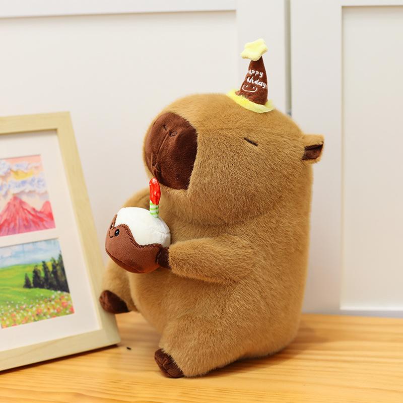 Cute Birthday Cake Capybara Plush Toys Children's Gifts Exchange Dolls Home Pillows Kapi Dolls