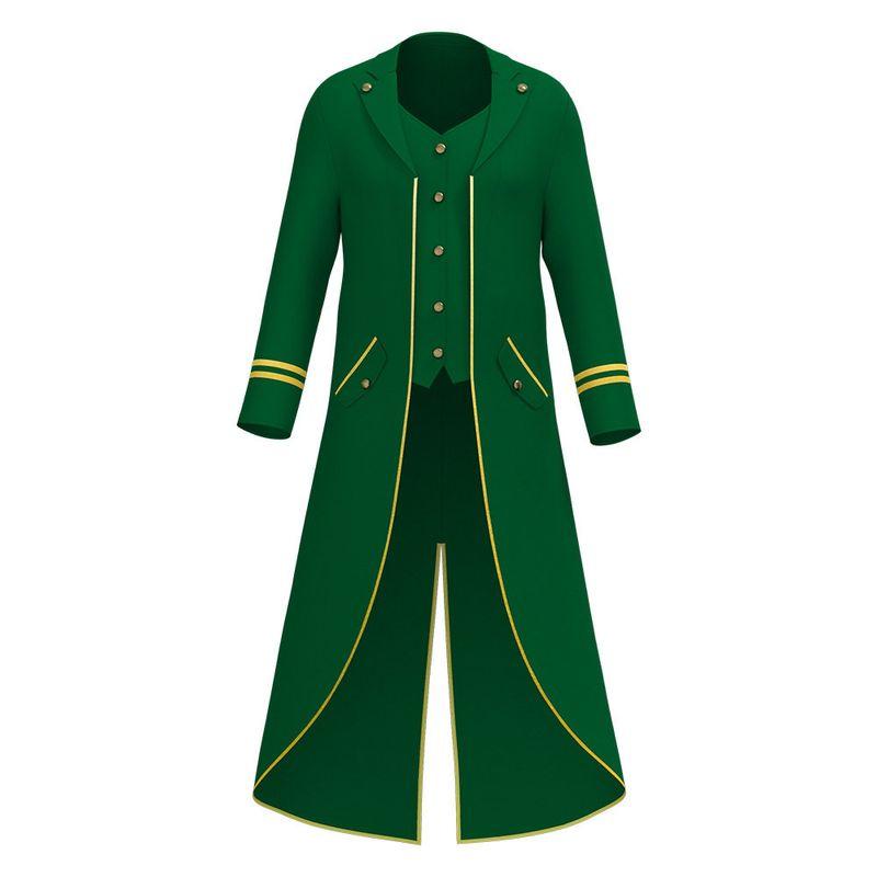Jiamei Halloween Performance Costume Medieval Retro Mid-Length Tailcoat Gothic Steampunk Coat Green L