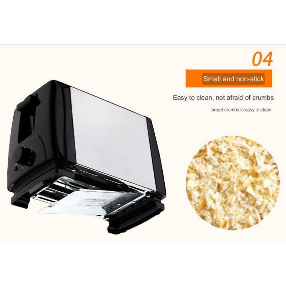 Household Stainless Steel Toaster Double-Slot Toaster Fully Automatic Mini Breakfast Toast 2 Pieces