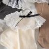 White Lace Socks Children Cotton Socks Korean Girl Bow Lolita Princess Long Socks Solid Color Kids Knit Stockings Spring Autumn