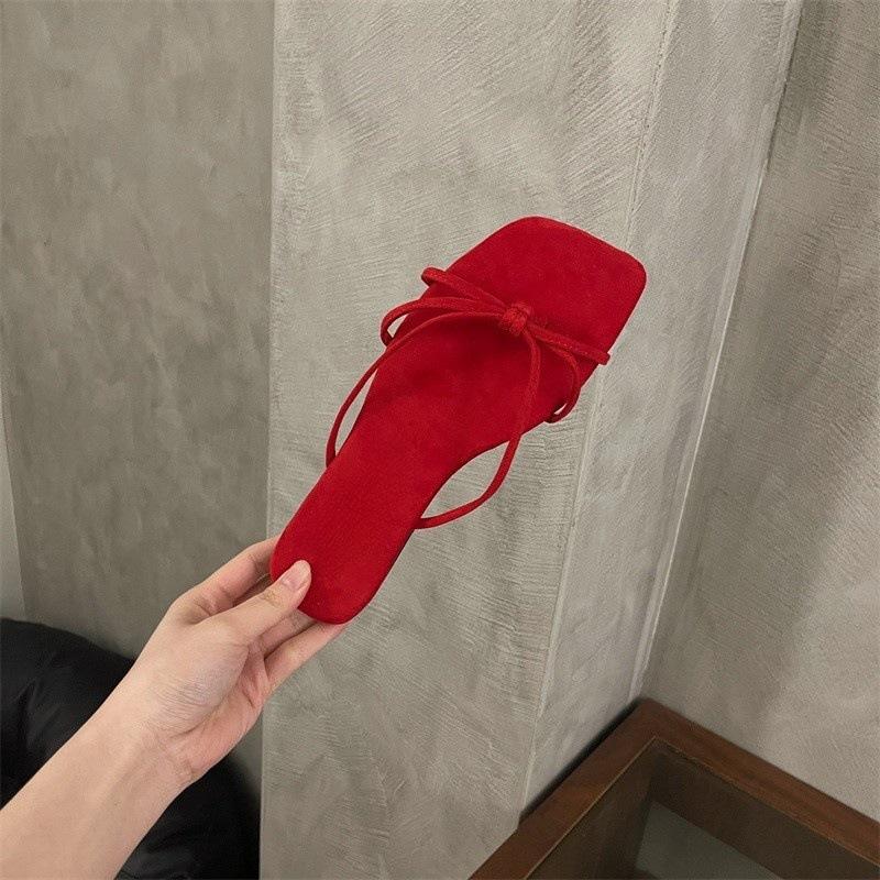 Simple toe cool slippers women's summer wear suede gentle beach thin with flip-flops