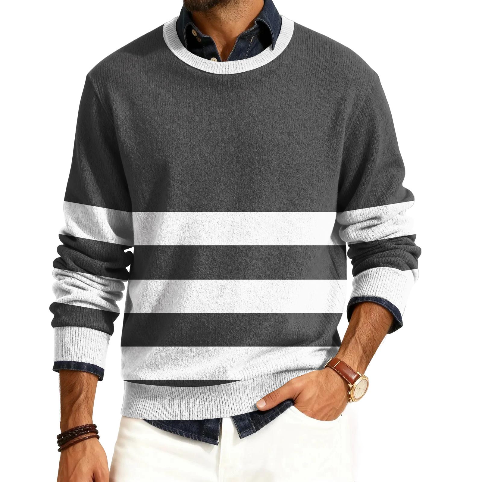 

Men s Round Neck Long Sleeve Ribbed Knit Pullover XL