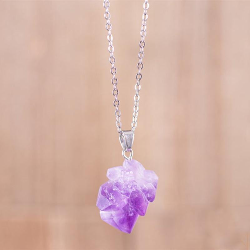 Purple Quartz Raw Crystal Necklace