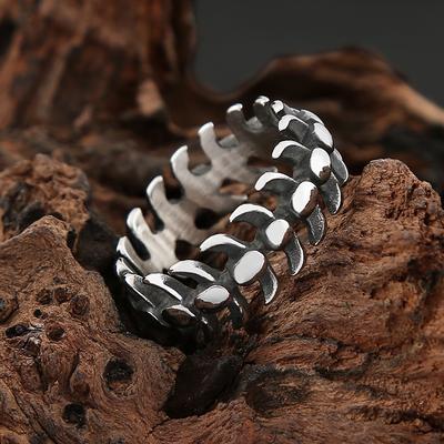 Anelli Vintage Semplici in Acciaio Inossidabile a Forma di Lisca di Pesce Per Uomo Donna Moda Popolare Creativo Anello Biker Punk Gioielli da Festa Dropshipping