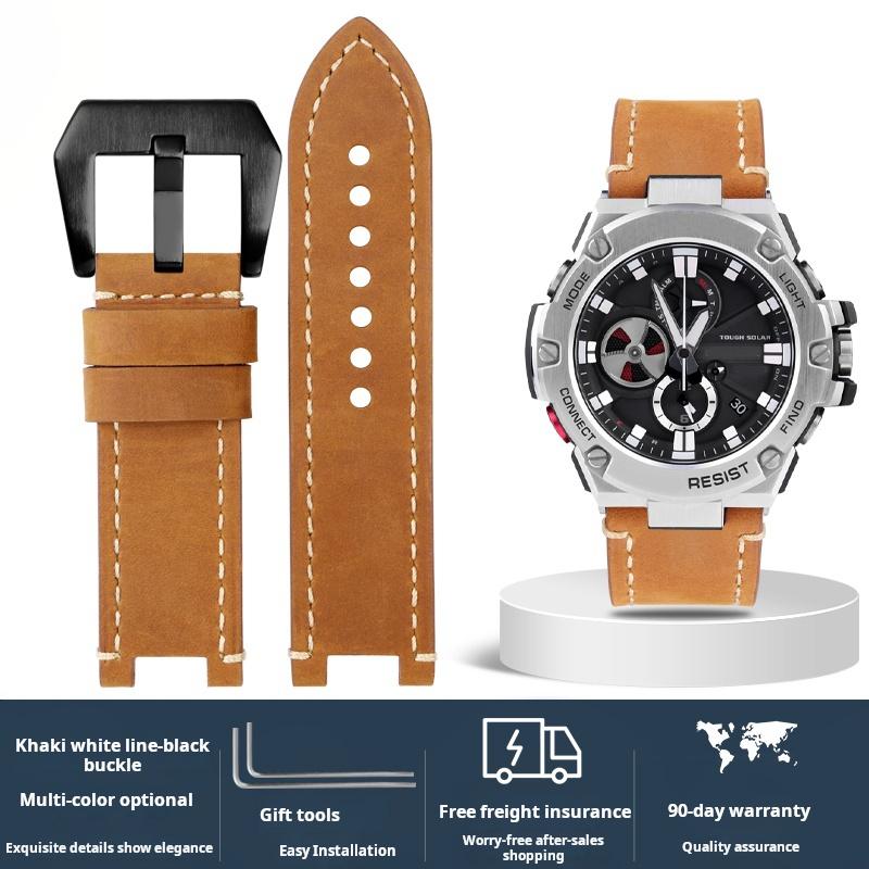 For Casio G-SHOCK series men's watchband Steel Heart GST-B100/S110/S310/W300/410/400g Vintage cowhide watch strap accessories