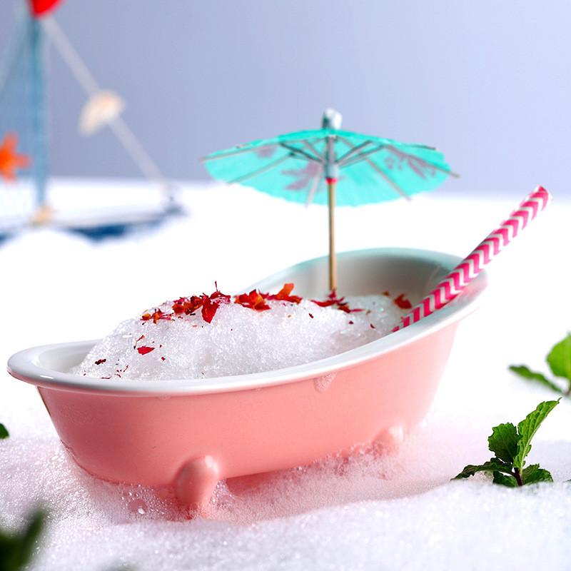 Creative Cocktail Glass 3D Ceramic Bathtub Cocktail Glasses Pink Tub Wine Cup Hawaii Tiki Mug Cold Drink Smoothies Dessert Cake