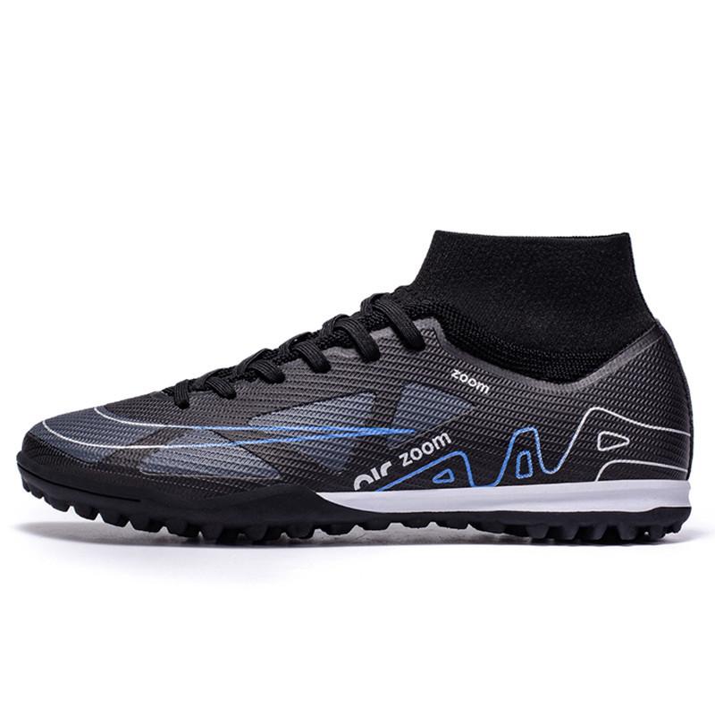 High-Top Football Shoes Fly-Woven Seamless Tf Broken Nails Artificial Turf Ag Nails Leather Feet Boys And Girls Student Training