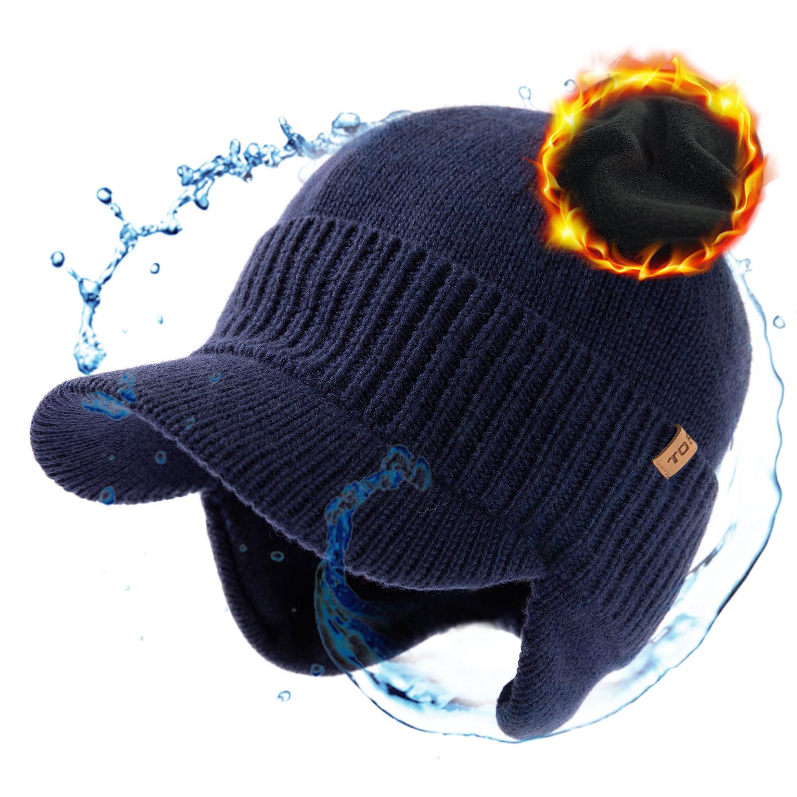 

Вязаная шапка с козырьком и ушками для и водонепроницаемая шапка для катания на лыжах и сноуборде плюс шапка для холодной погоды для езды на велосипеде и ходьбы [TOP-EX] Осень/Зима, мужская/женская,