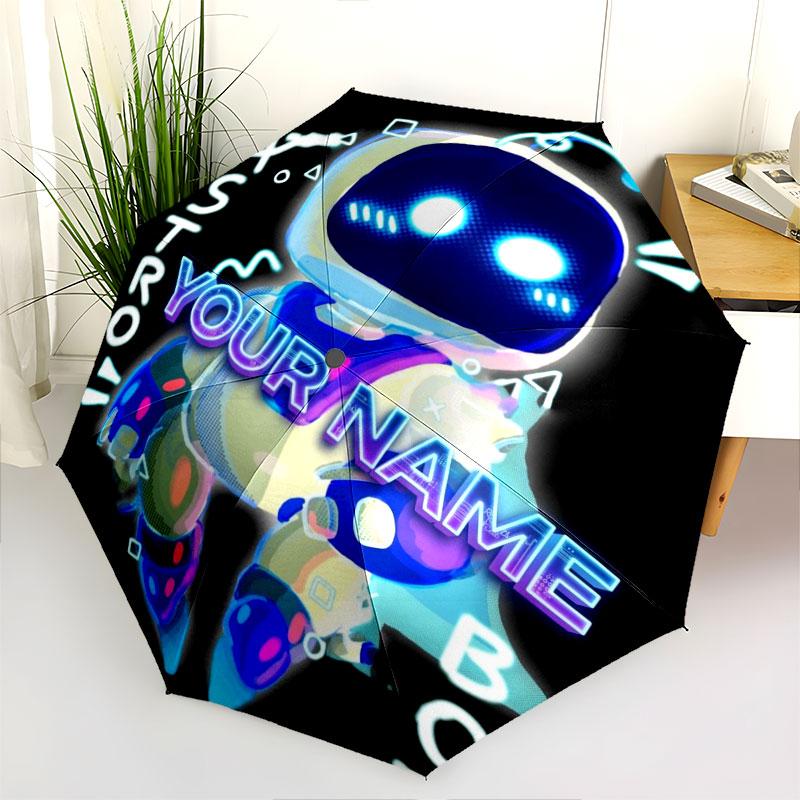 1 PC Automatic Folding Umbrella - ASTRO BOT Custom Name Pattern, Portable & Foldable Design with 8 Ribs, Christmas Birthday Gifts