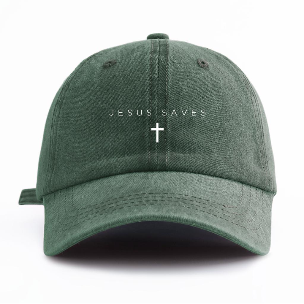 1 Stück JESUS RETTET Aufdruck Gewaschene Baseballkappe für Erwachsene Minimalistischer Retro-Stil Lässig Weich Verstellbar Papa-Hut Perfekt als Geschenk