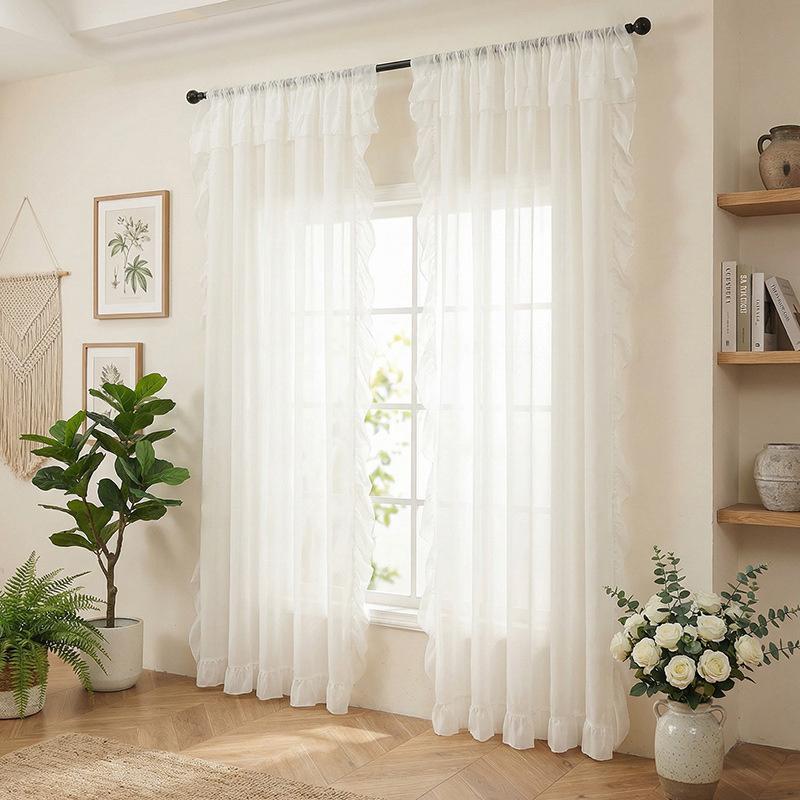 1 Panel Raff-Fenstervorhang, Romantische Raff-Vorhänge für Schlafzimmer, Wohnzimmer oder Esszimmer Bauernhaus Hütte Heimdekoration