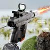 Uzi Electric Water Gun With Realistic Muzzle Flame, High Pressure Squirt Gun For Summer Pool Water Fighting Toys For Adults