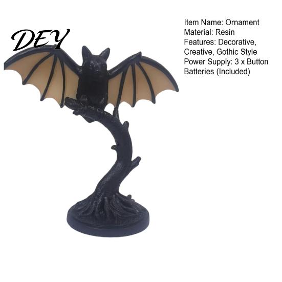 Decorazione Tavola Festività Stagionale Lampada Pipistrello Nera Vintage, Luce Notturna Decorativa Gotica in Resina, Lampada da Scrivania Compatta Stile Retro per Camera da Letto Soggiorno