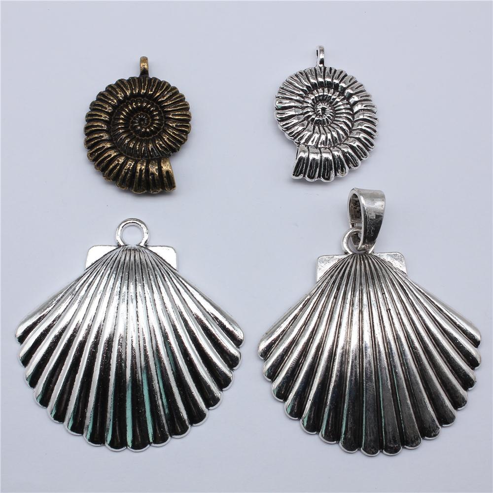 2pcs Big Shell Pendant Oversized Conch Shell Charms For Necklace Making DIY Keyring Making