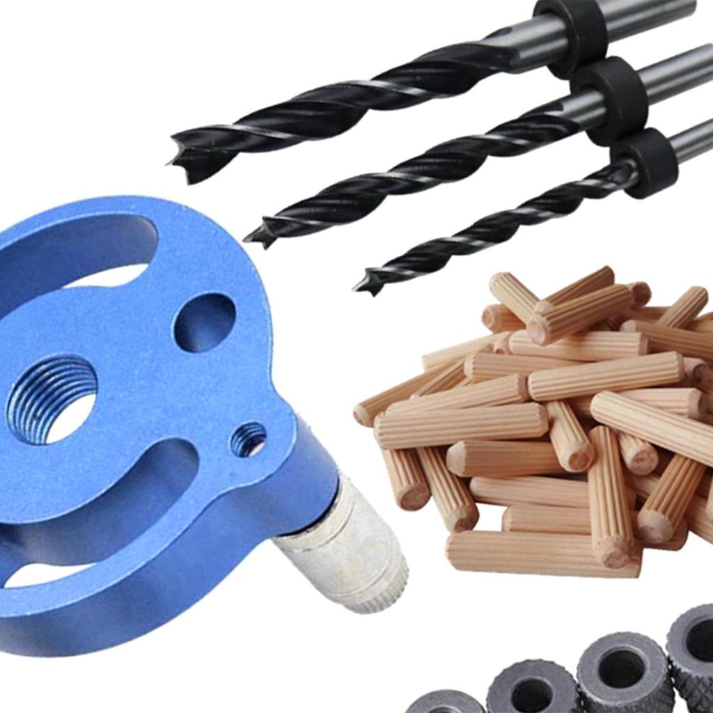 Portable Wood Hole Dowel Drill Guide Set 3 Bit Jig Pin Fixture 6 8 10mm Wide