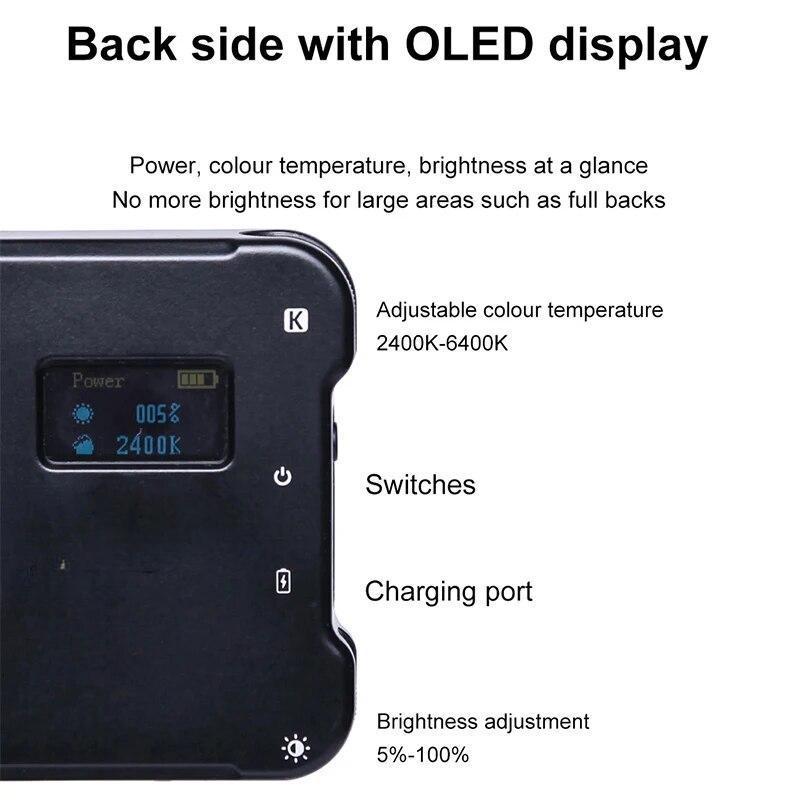 LED Professionnel 180 Puces Lampe LED Tatouage Rechargeable - 180 LEDs - Température Couleur Réglable 2400K-6400K - Trépied Inclus éclairage Photo Rechargeable