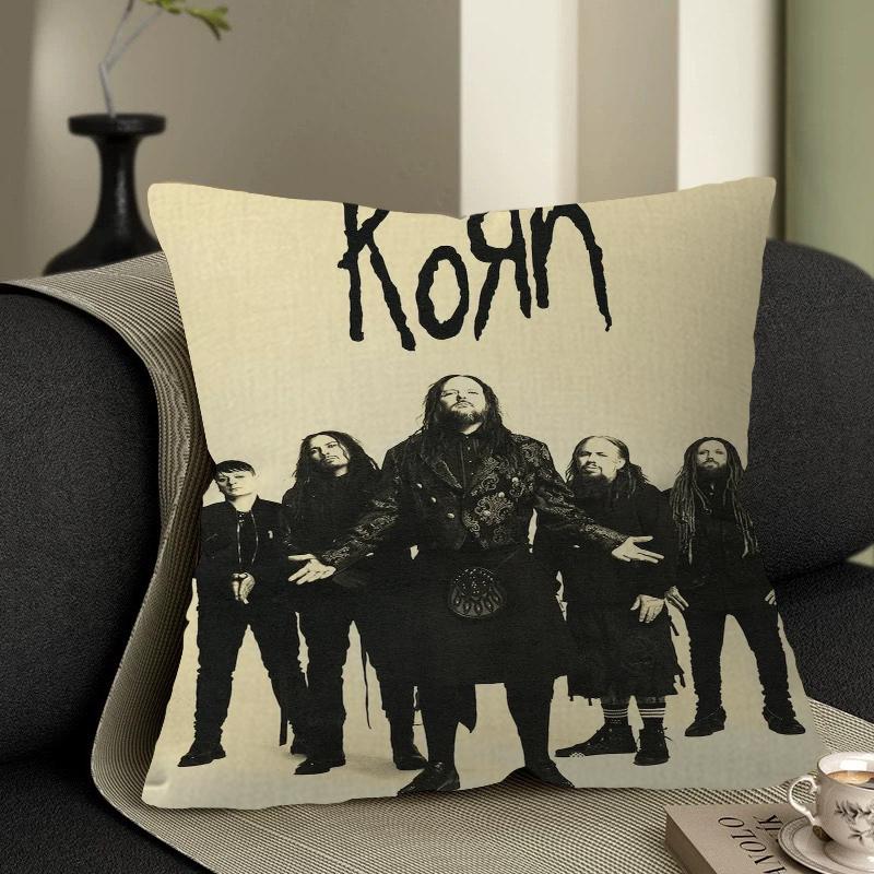 

Korn Rock Band Cushion Cover Inches Farmhouse Decor Home Throw Pillow Covers For Couch Decorations 16x16Inch