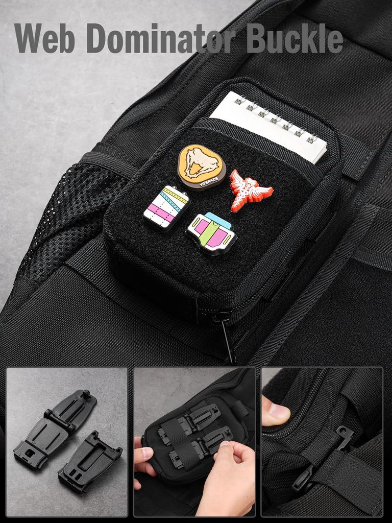 VIPERADE VAB2 Multipurpose Clips for Molle Tactical Locking Carabiners for Molle Webbing Attachment to and Bags 10-Pack 1" Webbing, Backpacks,