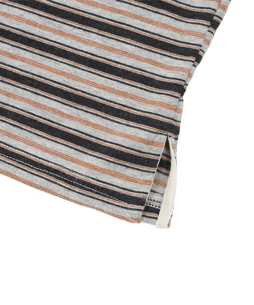 LMR Multi-Stripe Collared Long Sleeve T-Shirt Grey