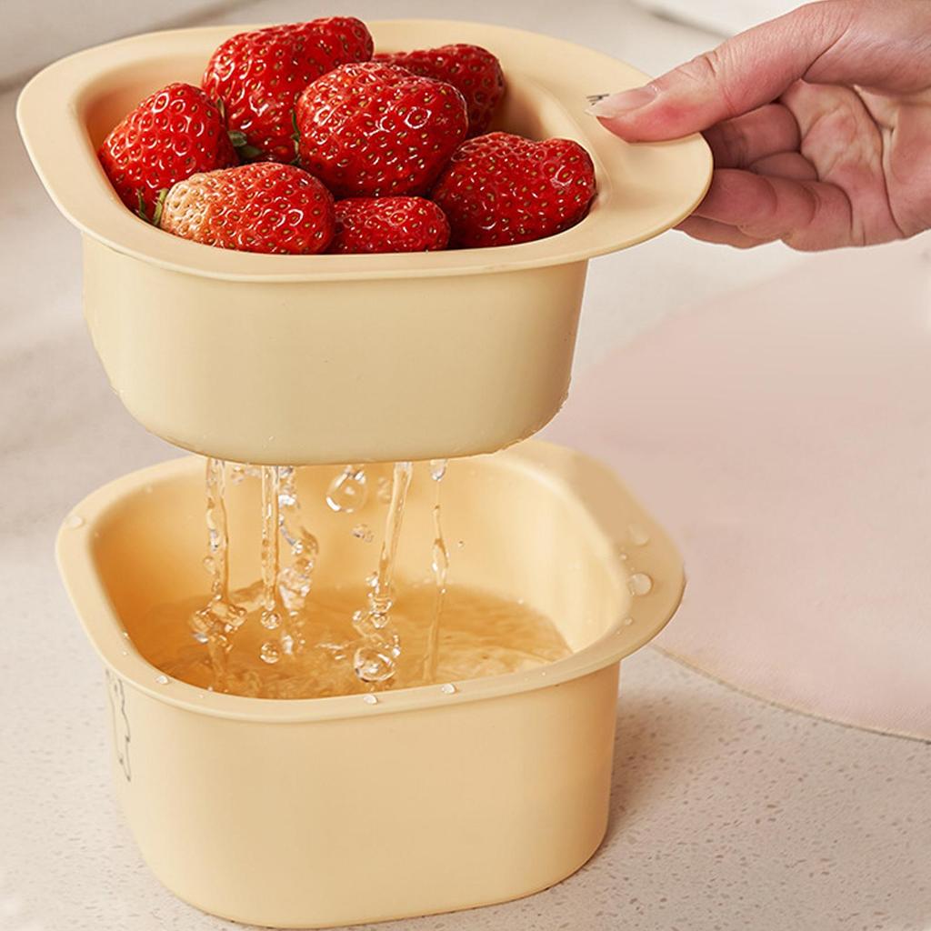 Vegetable Washing Basket Fruit Rinser Strainer Container Double-Layer Draining Basket for Vegetables Tomatoes Strawberries