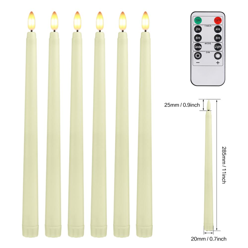 LED Tapered Candles with Remote & Timer Battery Operated Taper Light Candlesticks Window Candles for Wedding Christmas Halloween