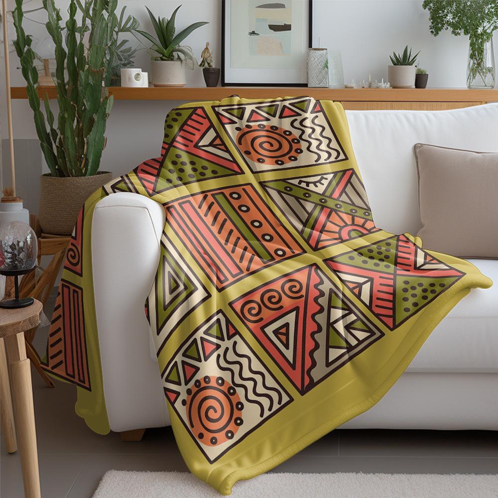 Geometric Tribal Pattern Blanket Abstract Ethnic Design Throw Blanket Colorful Aztec Print Sofa Cover