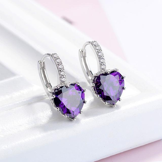 Splendidi orecchini a cerchio a forma di cuore in argento sterling 925 semplici per donna, gioielli da sposa, orecchini con zirconi cubici, accessorio femminile