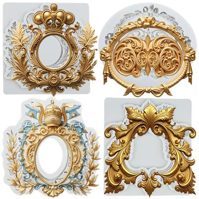 Baroque Photo Frame Silicone Molds Picture Frame Fondant Mold Cake Decorating Tools Cupcake Topper Candy Resin Clay Chocolate Gumpaste Mold
